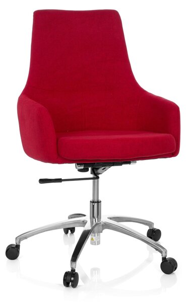 Sedia girevole da ufficio Shake 100, rivestita in tessuto rosso, regolabile in altezza e dotata di rotelle