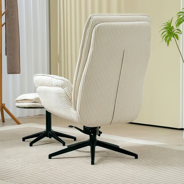 HOMCOM Poltrona imbottita girevole con poggiapiedi, moderno recliner per soggiorno, camera da letto, home office, Beige | Aosom Italy