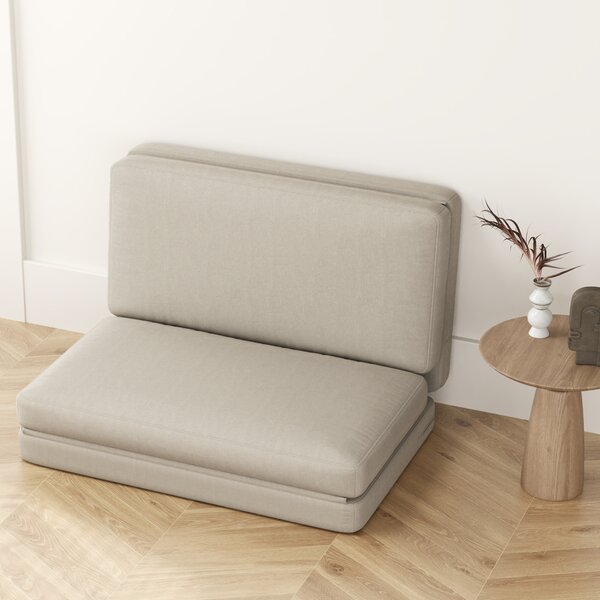 HOMCOM Poltrona relax pieghevole 2-in-1, Materassino per ospiti, divisibile, larghezza 120 cm, Beige | Aosom Italy