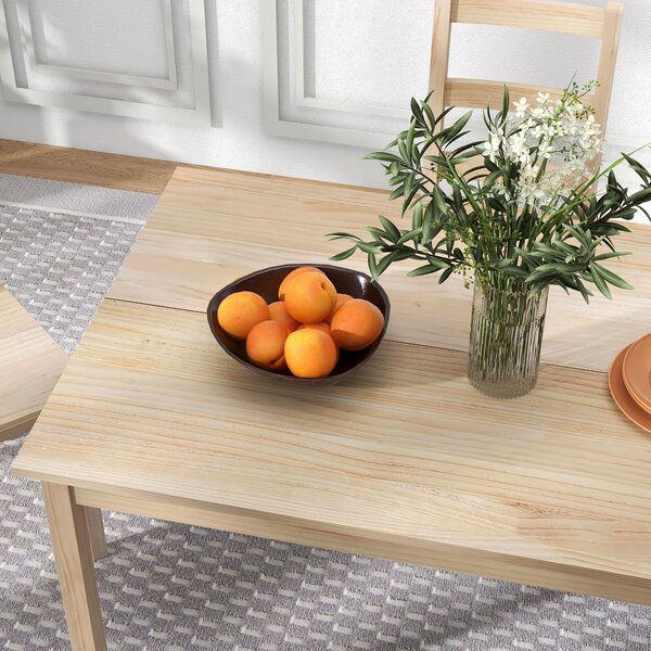 HOMCOM Set da pranzo 5 pezzi Tavolo con sedie, Massello, 118 cm x 73 cm x 75 cm, Legno naturale | Aosom Italy