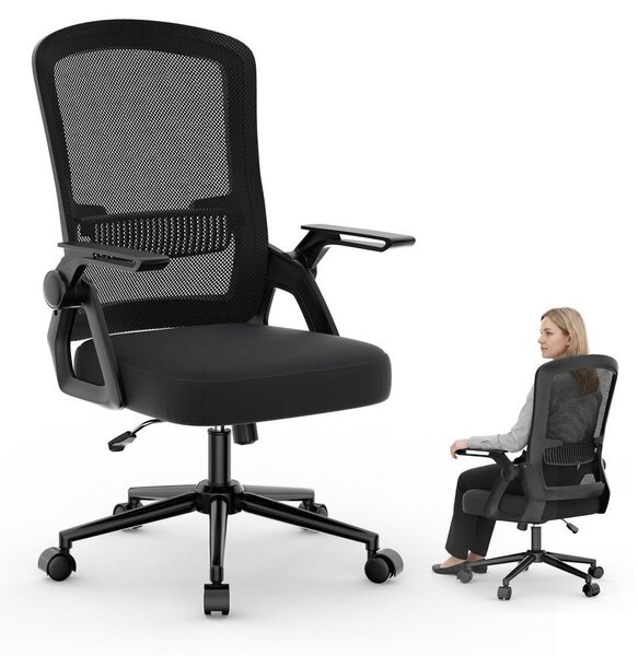 Sedia da ufficio ergonomica - Sedia da ufficio ergonomica - Braccioli pieghevoli - Colore nero