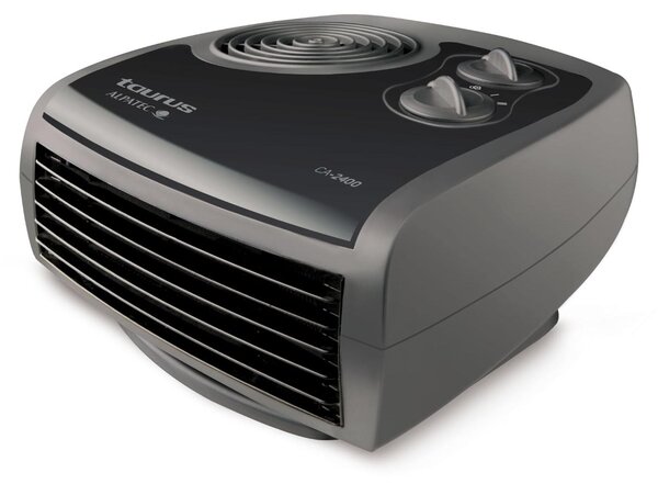 Stufa elettrica con ventola, 2400 W, 2 livelli di riscaldamento, funzione aria fredda, termostato, colore grigio