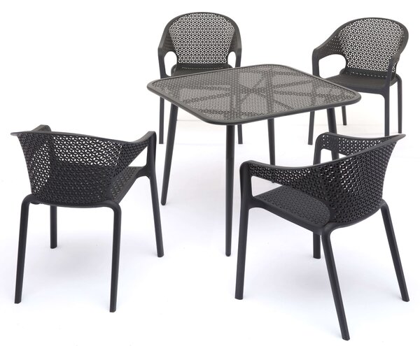 Tavolino da Giardino 90x90x71 cm in Ferro Taddei Mesh Grigio Scuro