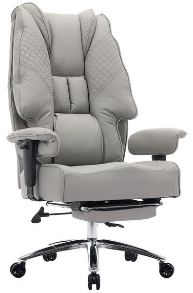 Sedia da ufficio ergonomica, in ecopelle, con schienale alto, capacità di carico fino a 200 kg, colore grigio chiaro
