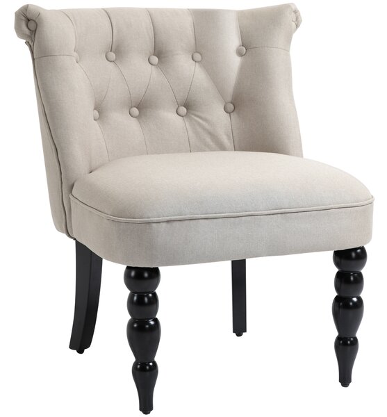 HOMCOM Poltrona da Soggiorno Poltrona Lounge Vintage Poltrona Relax con Gambe in Legno, Poltrona da Lettura Effetto Lino, Poltrona Imbottita per Camera Beige | Aosom Italy