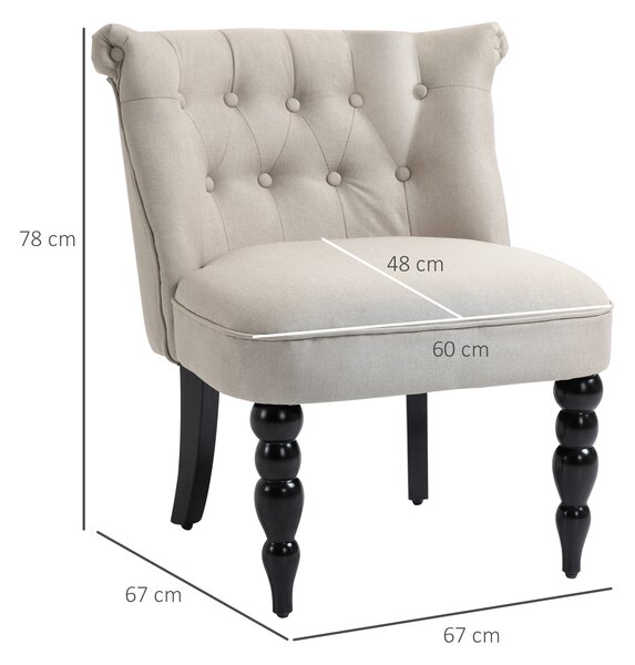 HOMCOM Poltrona da Soggiorno Poltrona Lounge Vintage Poltrona Relax con Gambe in Legno, Poltrona da Lettura Effetto Lino, Poltrona Imbottita per Camera Beige | Aosom Italy