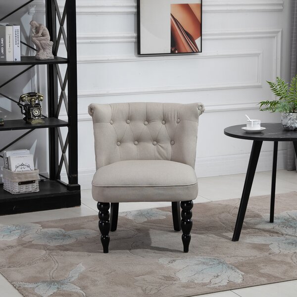 HOMCOM Poltrona da Soggiorno Poltrona Lounge Vintage Poltrona Relax con Gambe in Legno, Poltrona da Lettura Effetto Lino, Poltrona Imbottita per Camera Beige | Aosom Italy