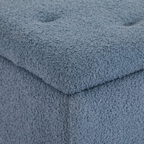 HOMCOM Panca imbottita con contenitore, baule, effetto cashmere, fino a 120 kg, struttura in legno naturale, 95 x 38 x 45 cm, Blu | Aosom Italy