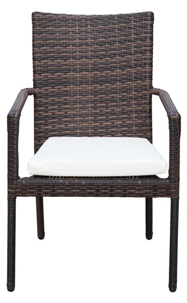 Set Tavolo e 6 Sedie da giardino in Rattan Sintetico e Vetro Marrone