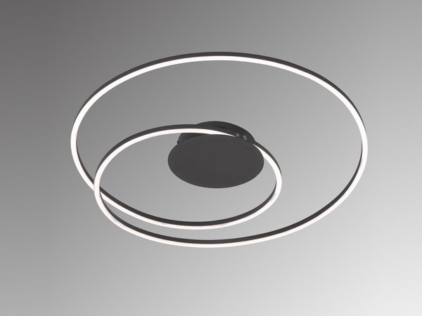 Plafoniera LED nera con telecomando dimmerabile e luce diurna, Ø49cm grande