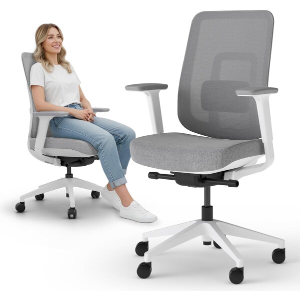 Sedia da ufficio ergonomica con braccioli regolabili in 4 direzioni, meccanismo sincronizzato, ideale per l'ufficio e il gaming