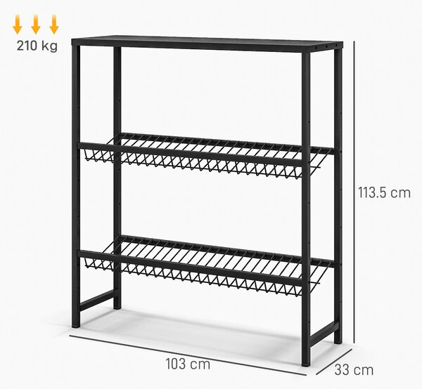 HOMCOM Scaffale di stoccaggio, regolabile in altezza, metallo robusto, design salvaspazio, portata 210 kg, Nero | Aosom Italy