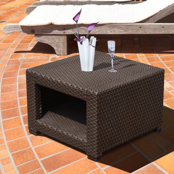 Tavolino da Giardino in Rattan Sintetico Marrone 56x56x44.5 cm