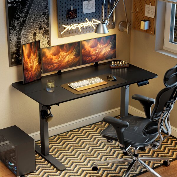 Vinsetto Scrivania regolabile in altezza per computer, 140 x 70 x 116 cm, Nero | Aosom Italy