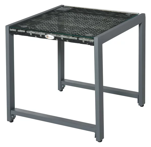 Tavolo da Giardino in Alluminio e Rattan Sintetico Grigio 50x49.5x50 cm