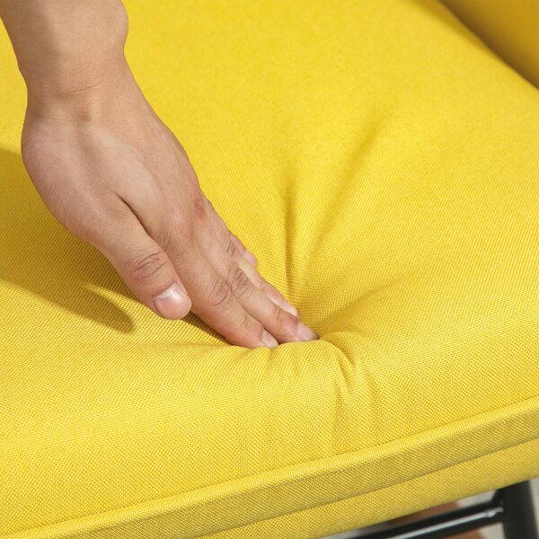 HOMCOM Poltrona a dondolo con ottomane design scandinavo, poltrona con poggiapiedi, legno di faggio, trapuntatura, 64 cm x 89 cm x 90 cm Giallo | Aosom Italy