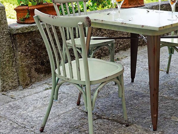 Sedia da Giardino in Lamiera Vorghini Euridice Avorio Anticato