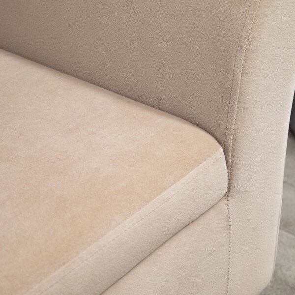 HOMCOM Panca imbottita con contenitore, panca con cassettone e braccioli, altezza seduta 46 cm, poliestere effetto velluto, 111,5 x 41 x 65 cm, Beige | Aosom Italy