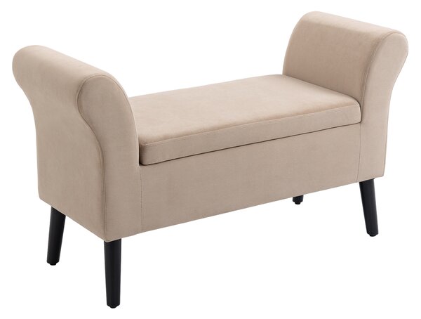 HOMCOM Panca imbottita con contenitore, panca con cassettone e braccioli, altezza seduta 46 cm, poliestere effetto velluto, 111,5 x 41 x 65 cm, Beige | Aosom Italy