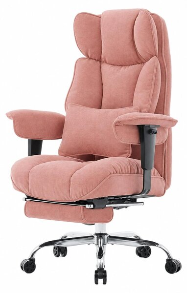 Sedia da ufficio ergonomica con poggiapiedi, regolabile, in ecopelle, girevole a 360°