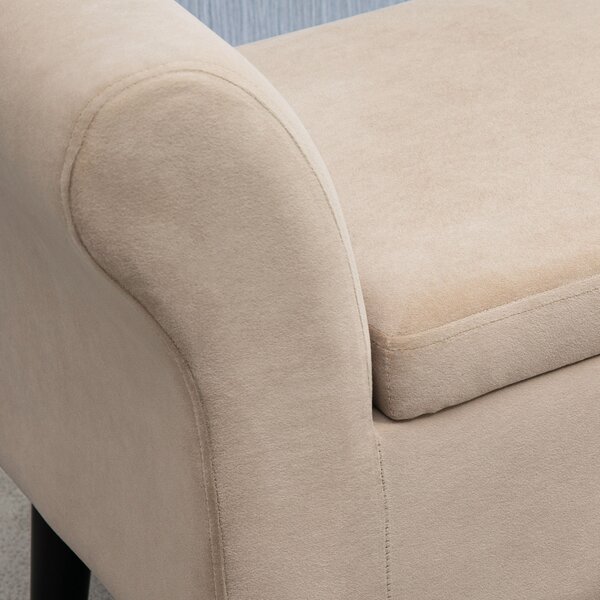 HOMCOM Panca imbottita con contenitore, panca con cassettone e braccioli, altezza seduta 46 cm, poliestere effetto velluto, 111,5 x 41 x 65 cm, Beige | Aosom Italy