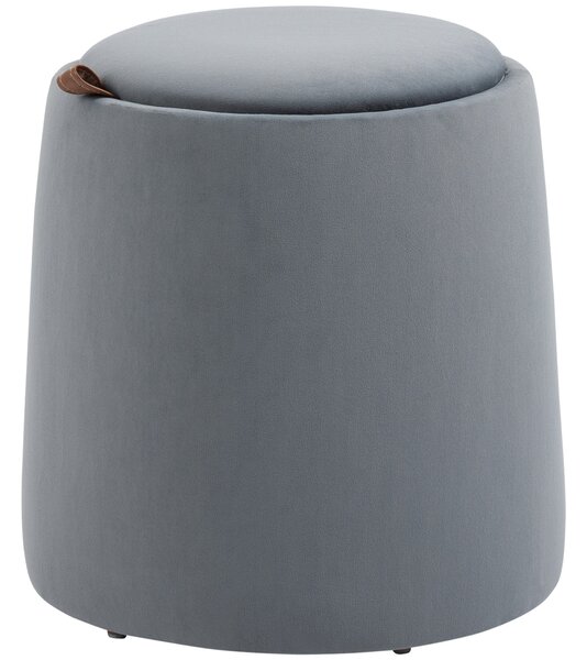 HOMCOM Pouf 2-in-1 effetto velluto con contenitore e coperchio rimovibile Ø44 cm x 47,5 cm Grigio | Aosom Italy