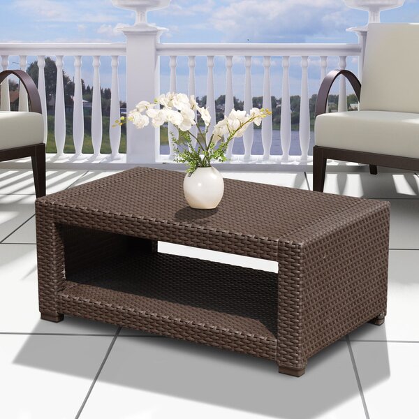 Tavolino da Giardino in Rattan Sintetico Marrone 93x56x38.5 cm