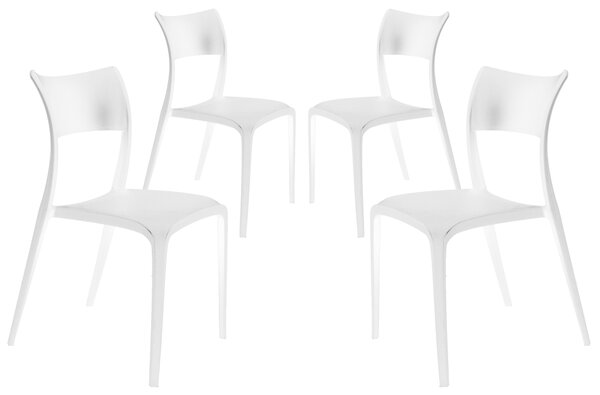 Set 4 Sedie da Giardino in Polipropilene Vandi Bianche