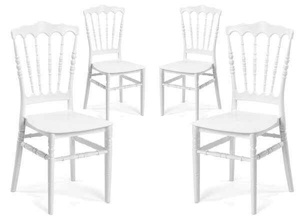 Set 4 Sedie da Giardino in Polipropilene Vandi Bianche