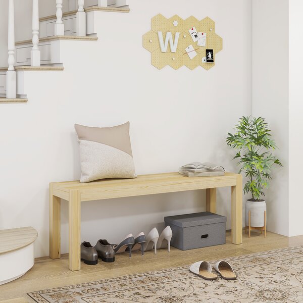 HOMCOM Panca da cucina in legno massello, 3 posti, 120 cm x 33 cm x 45 cm, naturale | Aosom Italy