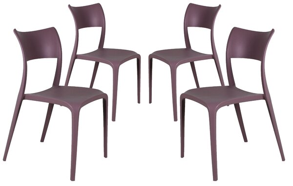Set 4 Sedie da Giardino in Polipropilene Vandi Tortora