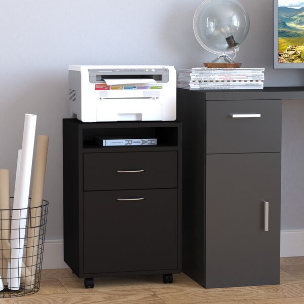 HOMCOM Contenitore su rotelle, contenitore con cassetti, 1 vano, 1 ripiano, 1 cassetto, 40 cm x 3 cm x 60 cm, Nero | Aosom Italy
