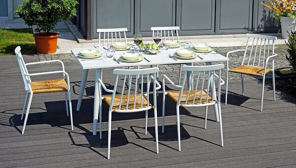 Tavolo da Giardino 160x90x74 cm in Alluminio Vorghini Trapani Bianco