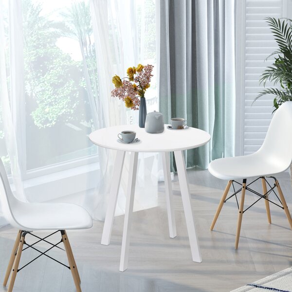 HOMCOM Tavolo da pranzo, tavolo da cucina, per 2 persone, superficie lucida, con piedini, bianco, 72 x 72 x 75cm | Aosom Italy