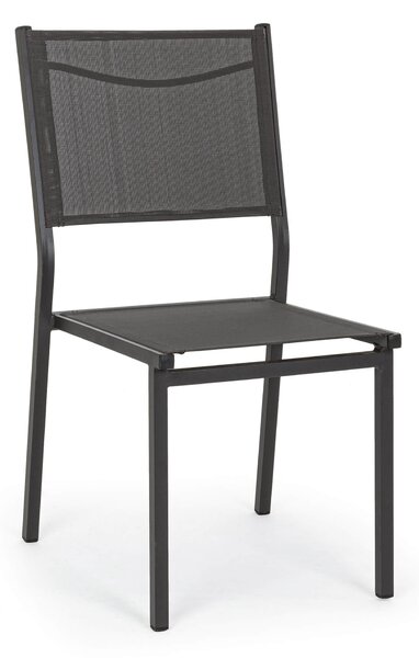 Set 6 Sedie da Giardino 46x57x88 cm in Alluminio e Textilene Hilde Antracite