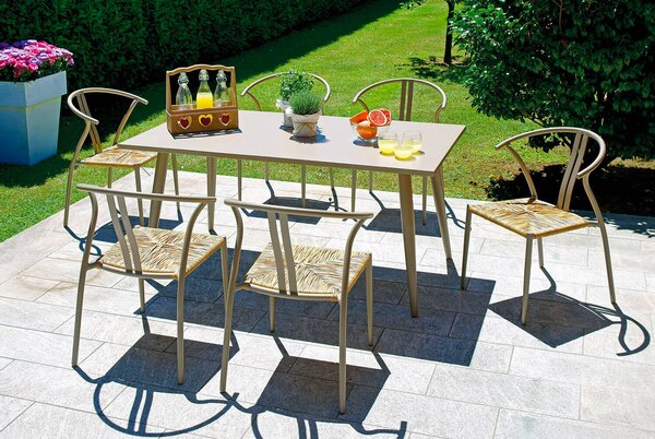 Tavolo da Giardino 160x90x74 cm in Alluminio Vorghini Trapani Tortora