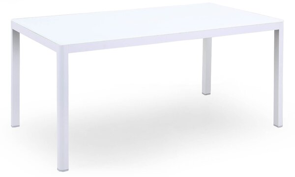 Tavolo da Giardino 160x90x75 cm in Alluminio Piano in Vetro Kraus Modigliani Bianco