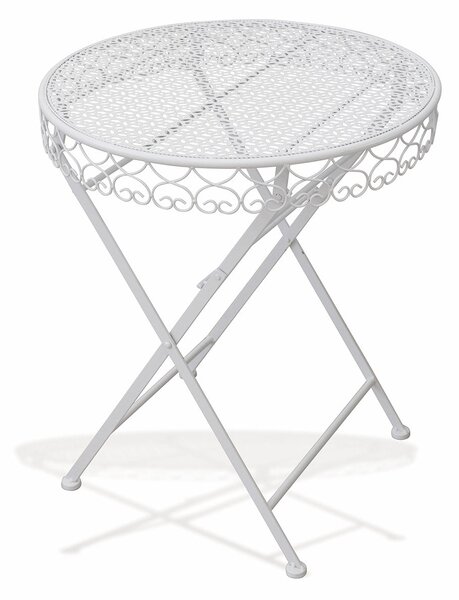 Set Tavolino e 2 Sedie Pieghevoli da Giardino in Ferro Battuto Soriani New Loire Breafast Bianco