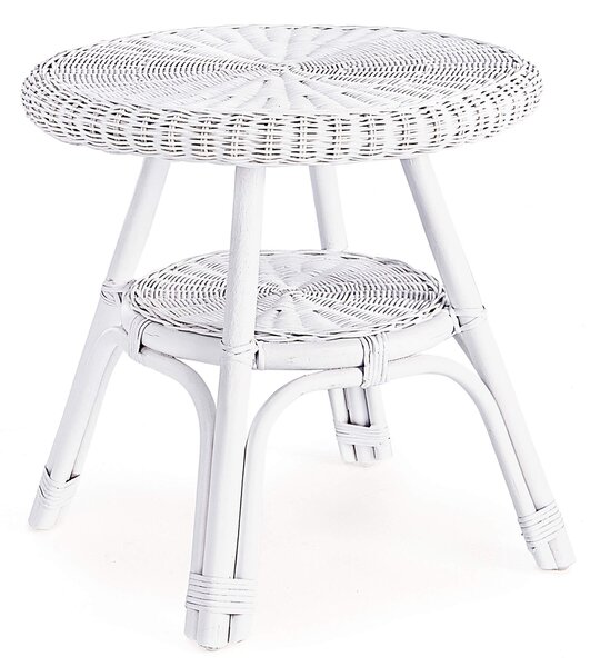 Tavolino da Giardino Ø52x52 cm in Rattan Allis Bianco