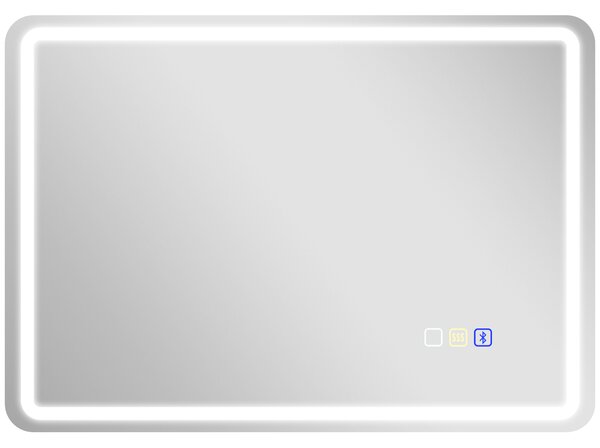 HOMCOM Specchio da bagno con illuminazione LED, pad antiappannamento, 3 colori regolabili, color argento | Aosom Italy