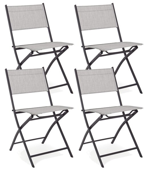 Set 4 Sedie da Giardino 46x58x80 cm in Acciaio e Textilene Martinez Grigio Chiaro