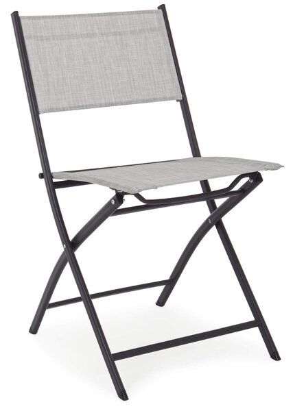Set 4 Sedie da Giardino 46x58x80 cm in Acciaio e Textilene Martinez Grigio Chiaro