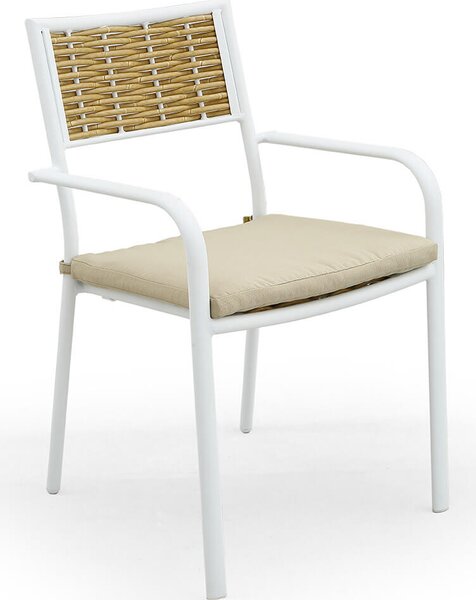 Set 2 Sedie da Giardino in Alluminio con Braccioli Kraus Leonardo Bianche