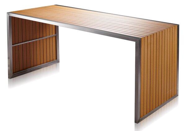 Set Bar Tavolo e 6 Sgabelli da Giardino in Acciaio e Sumpar Wood Kraus Donatello
