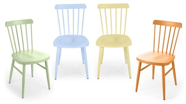 Set 4 Sedie da Giardino in Acciaio Kraus Giotto Multicolor