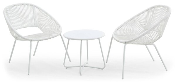 Set Tavolino e 2 Sedie da Giardino in Acciaio Kraus Michelangelo Bianco