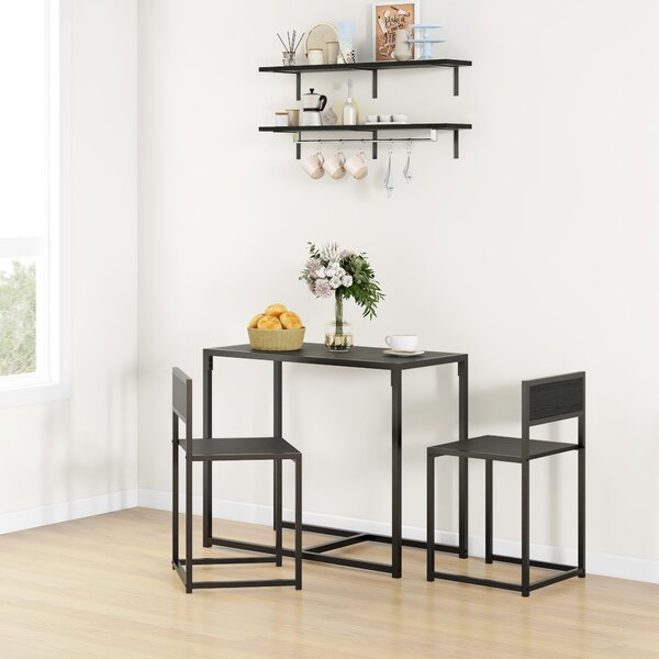 HOMCOM Set tavolo alto 3 pezzi 3 pezzi, 2 sedie, 1 tavolo, 90 cm x 47 cm x 76 cm, Nero | Aosom Italy