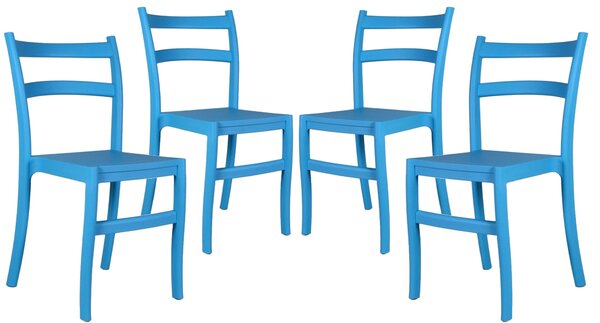 Set 4 Sedie da Giardino in Polipropilene Vandi Turchese