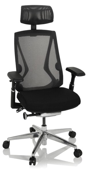 Sedia da ufficio con braccioli 4D, rivestita in tessuto/rete, colore nero