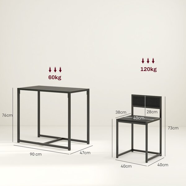 HOMCOM Set tavolo alto 3 pezzi 3 pezzi, 2 sedie, 1 tavolo, 90 cm x 47 cm x 76 cm, Nero | Aosom Italy